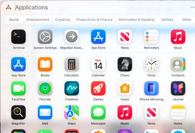 The Apps view in macOS 27 Golden Gate